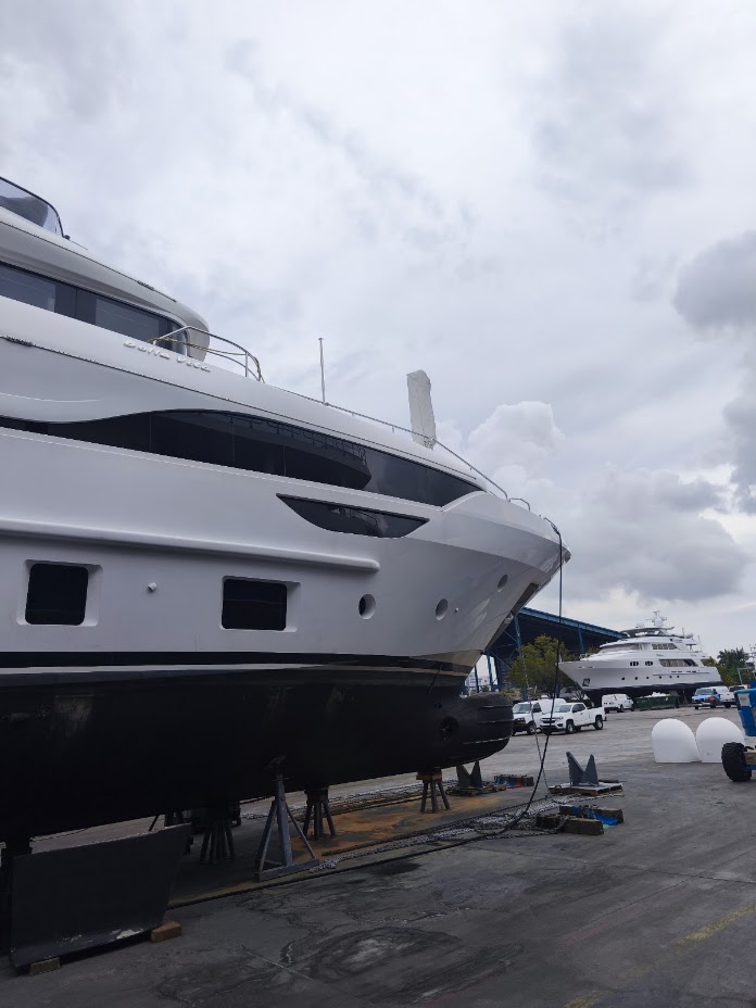 Yacht in shipyard for project management